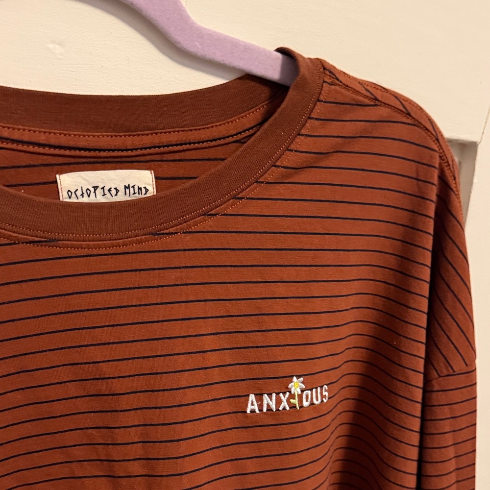 Striped Brown Cropped Long Sleeve Shirt